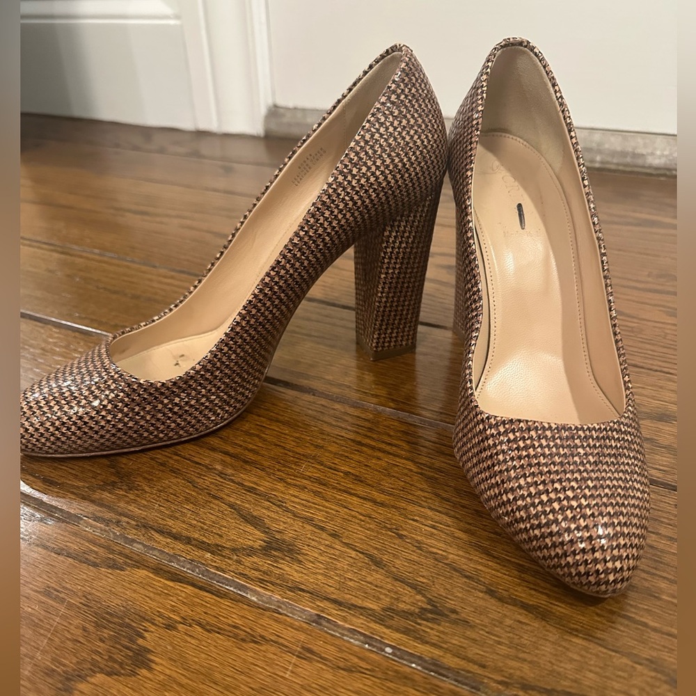 JCrew houndstooth leather pumps, Sz 9.5